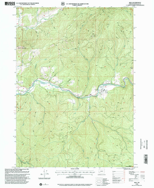 Classic USGS Milo Oregon 7.5'x7.5' Topo Map Image