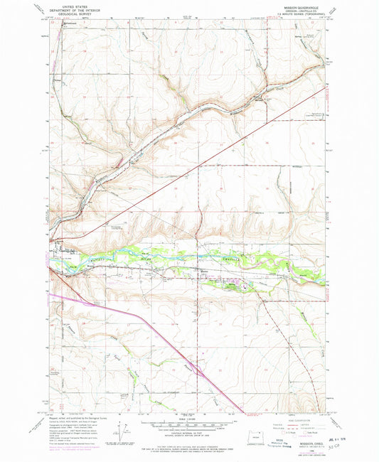 Classic USGS Mission Oregon 7.5'x7.5' Topo Map Image