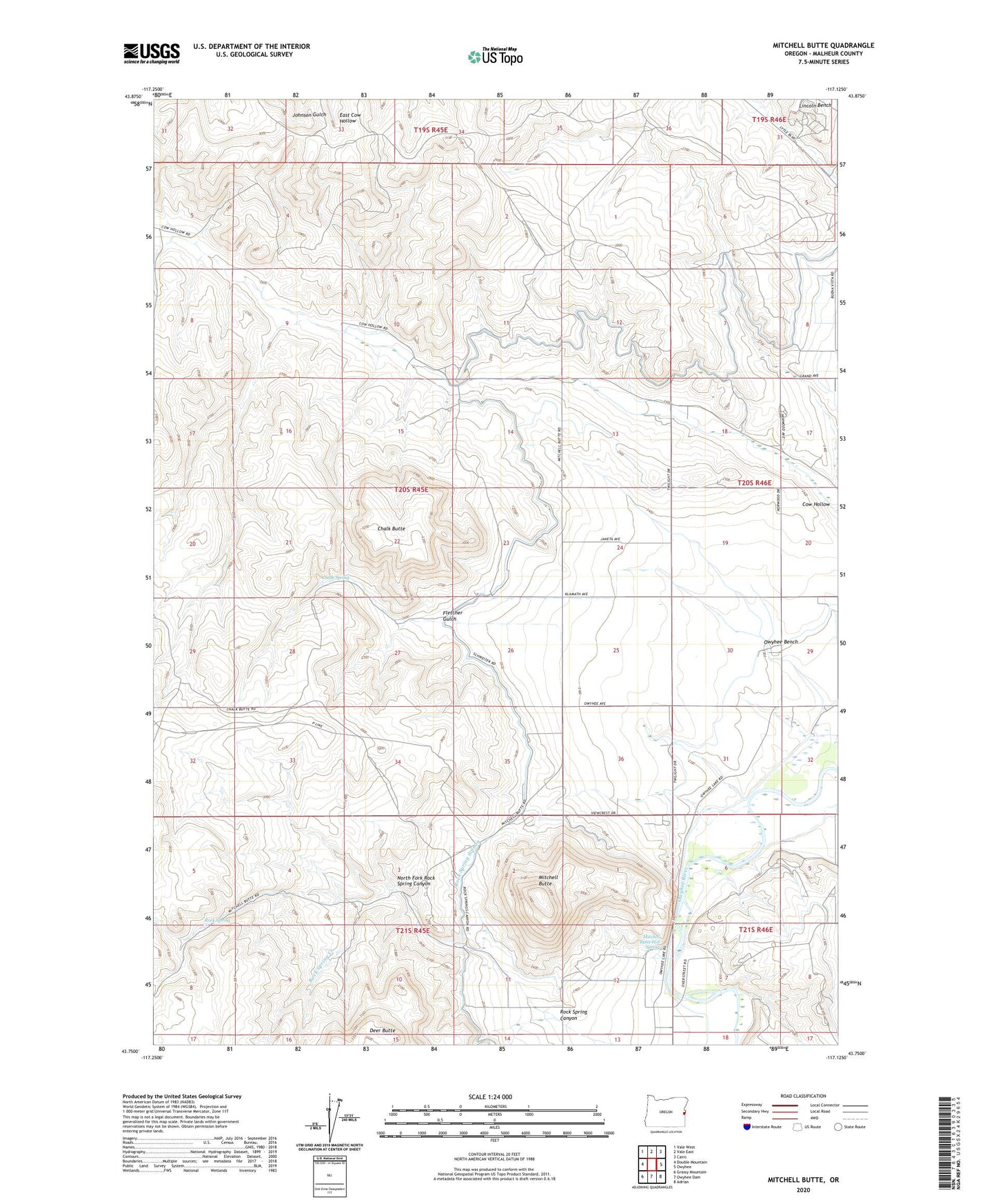 Mitchell Butte Oregon US Topo Map Image