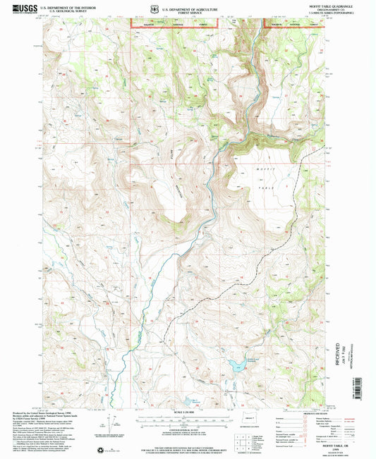 Classic USGS Moffit Table Oregon 7.5'x7.5' Topo Map Image