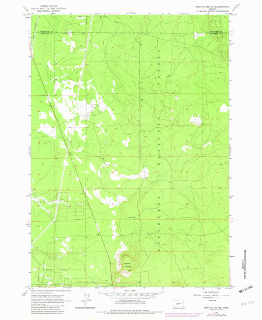 Classic USGS Moffitt Butte Oregon 7.5'x7.5' Topo Map Image