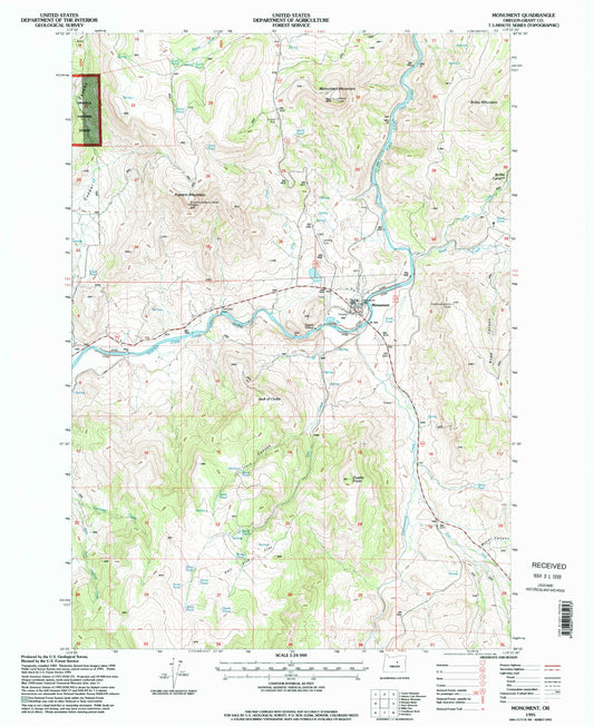 Classic USGS Monument Oregon 7.5'x7.5' Topo Map Image