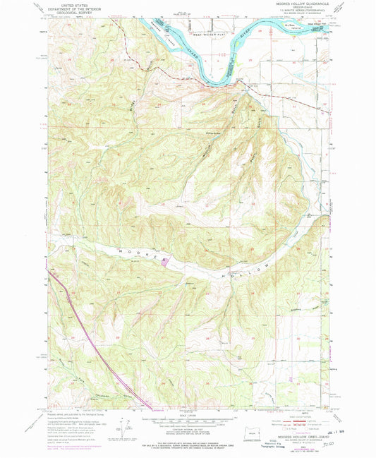 Classic USGS Moores Hollow Oregon 7.5'x7.5' Topo Map Image