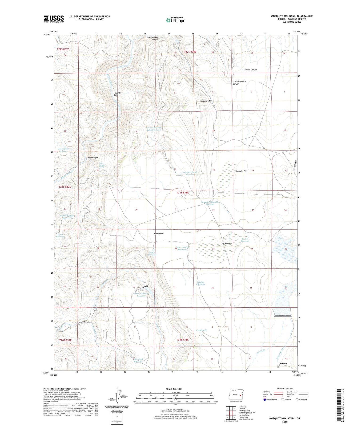 Mosquito Mountain Oregon US Topo Map Image
