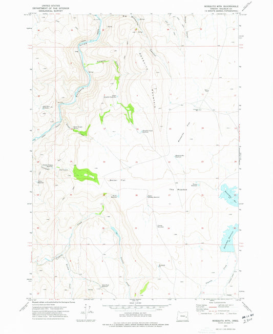 Classic USGS Mosquito Mountain Oregon 7.5'x7.5' Topo Map Image