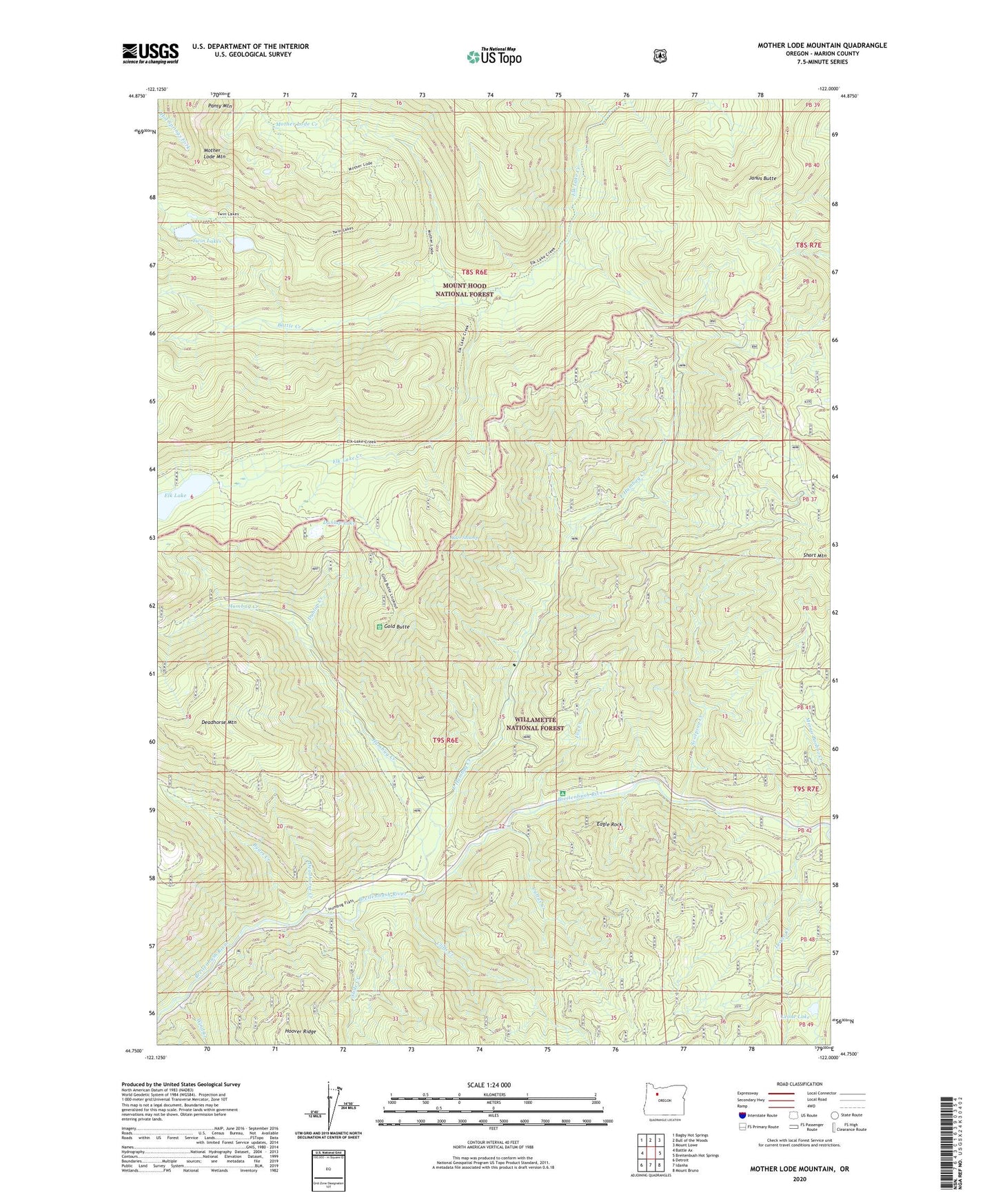 Mother Lode Mountain Oregon US Topo Map Image