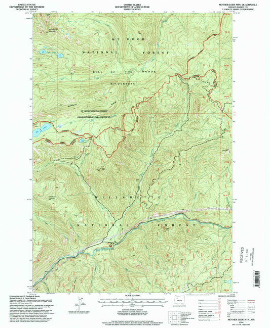 Classic USGS Mother Lode Mountain Oregon 7.5'x7.5' Topo Map Image