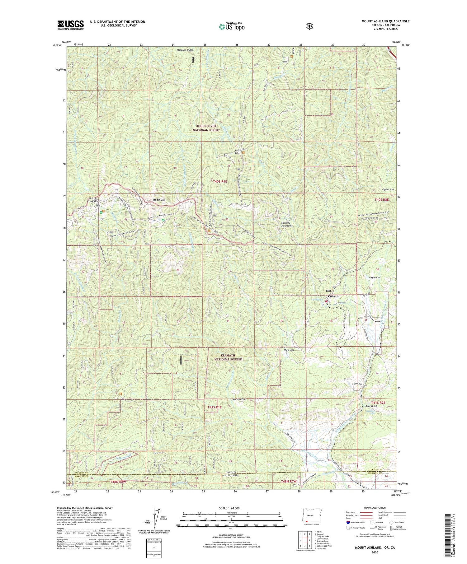 Mount Ashland Oregon US Topo Map Image