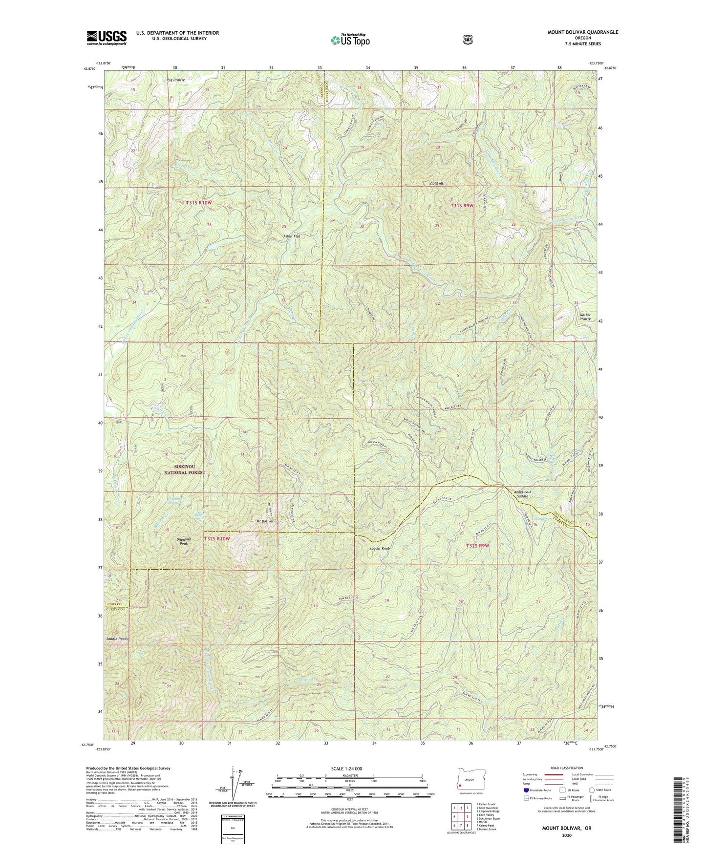 Mount Bolivar Oregon US Topo Map Image