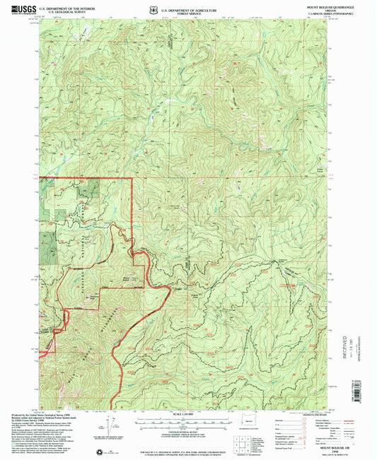 Classic USGS Mount Bolivar Oregon 7.5'x7.5' Topo Map Image