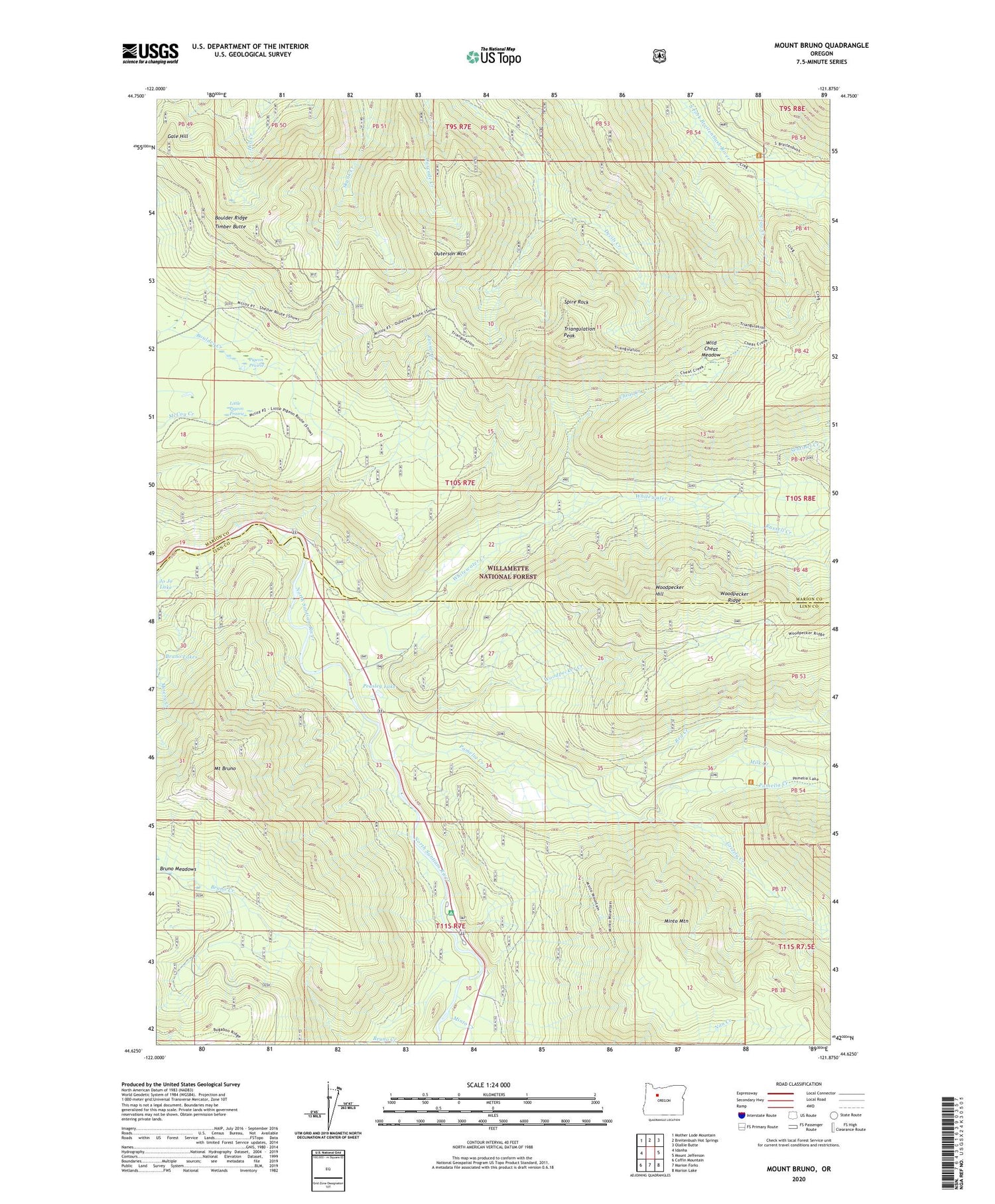 Mount Bruno Oregon US Topo Map Image