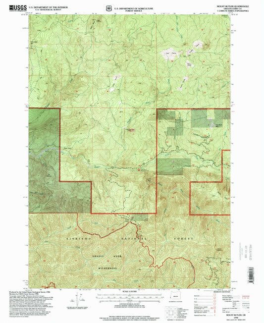 Classic USGS Mount Butler Oregon 7.5'x7.5' Topo Map Image