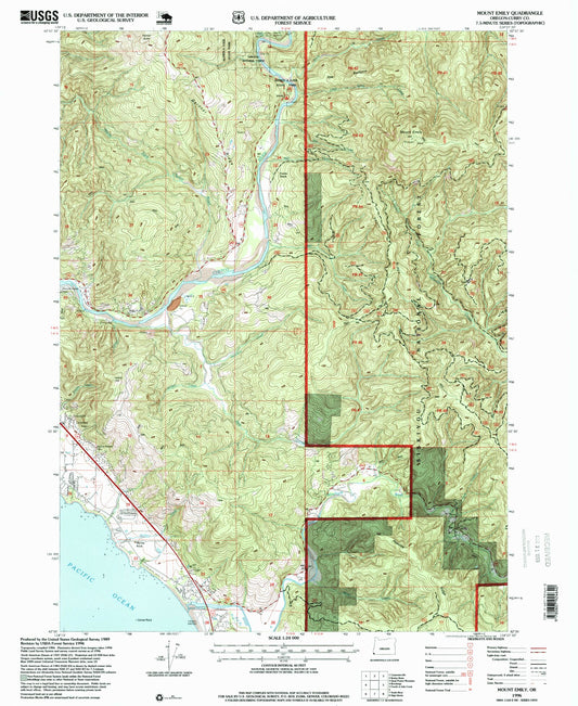 Classic USGS Mount Emily Oregon 7.5'x7.5' Topo Map Image