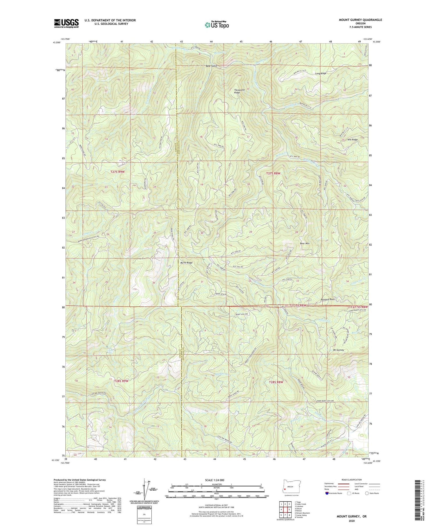Mount Gurney Oregon US Topo Map Image