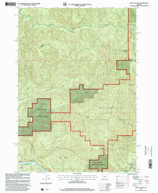 Classic USGS Mount Hagan Oregon 7.5'x7.5' Topo Map Image