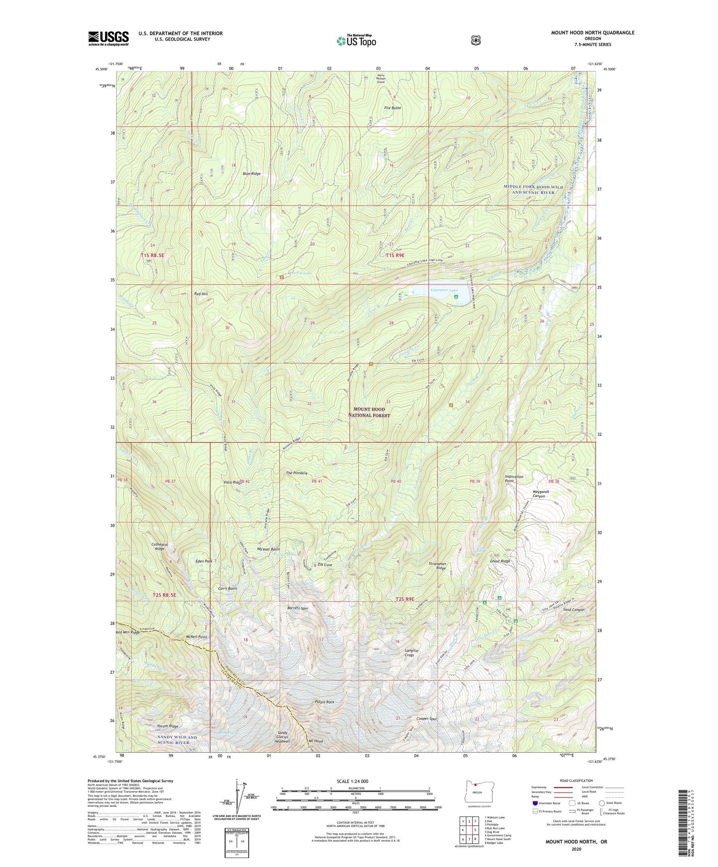 Mount Hood North Oregon US Topo Map Image