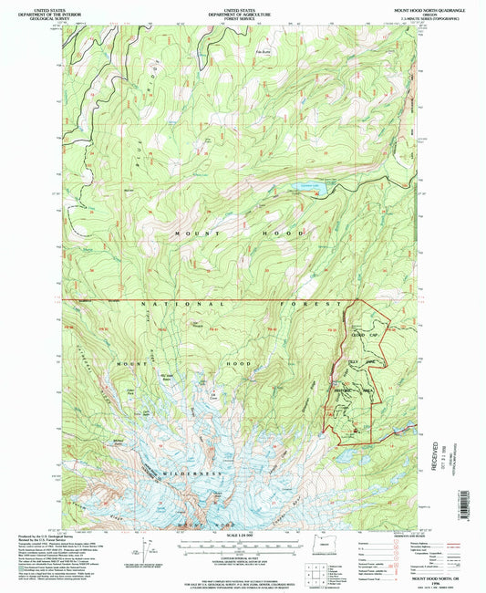 Classic USGS Mount Hood North Oregon 7.5'x7.5' Topo Map Image