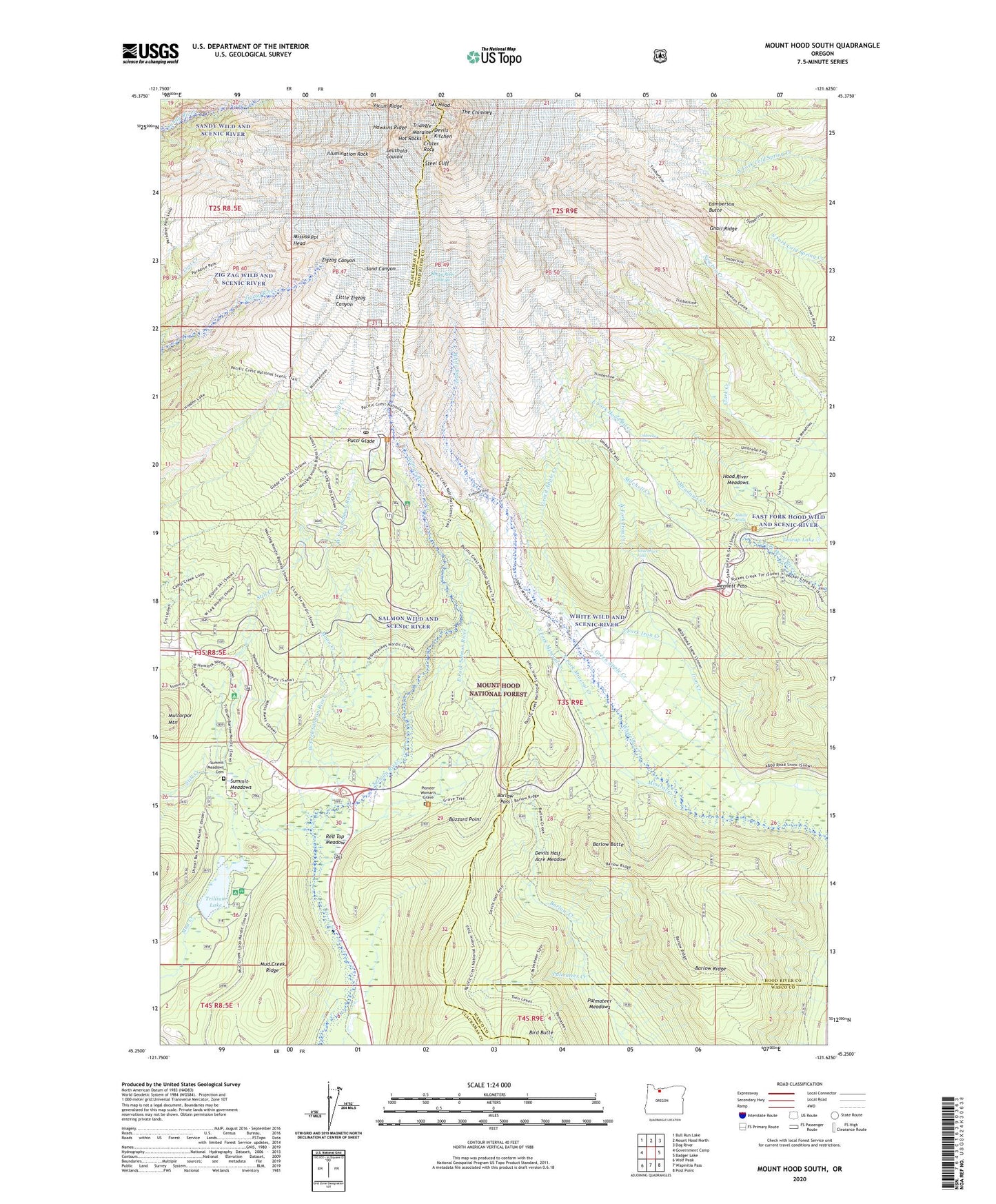 Mount Hood South Oregon US Topo Map Image