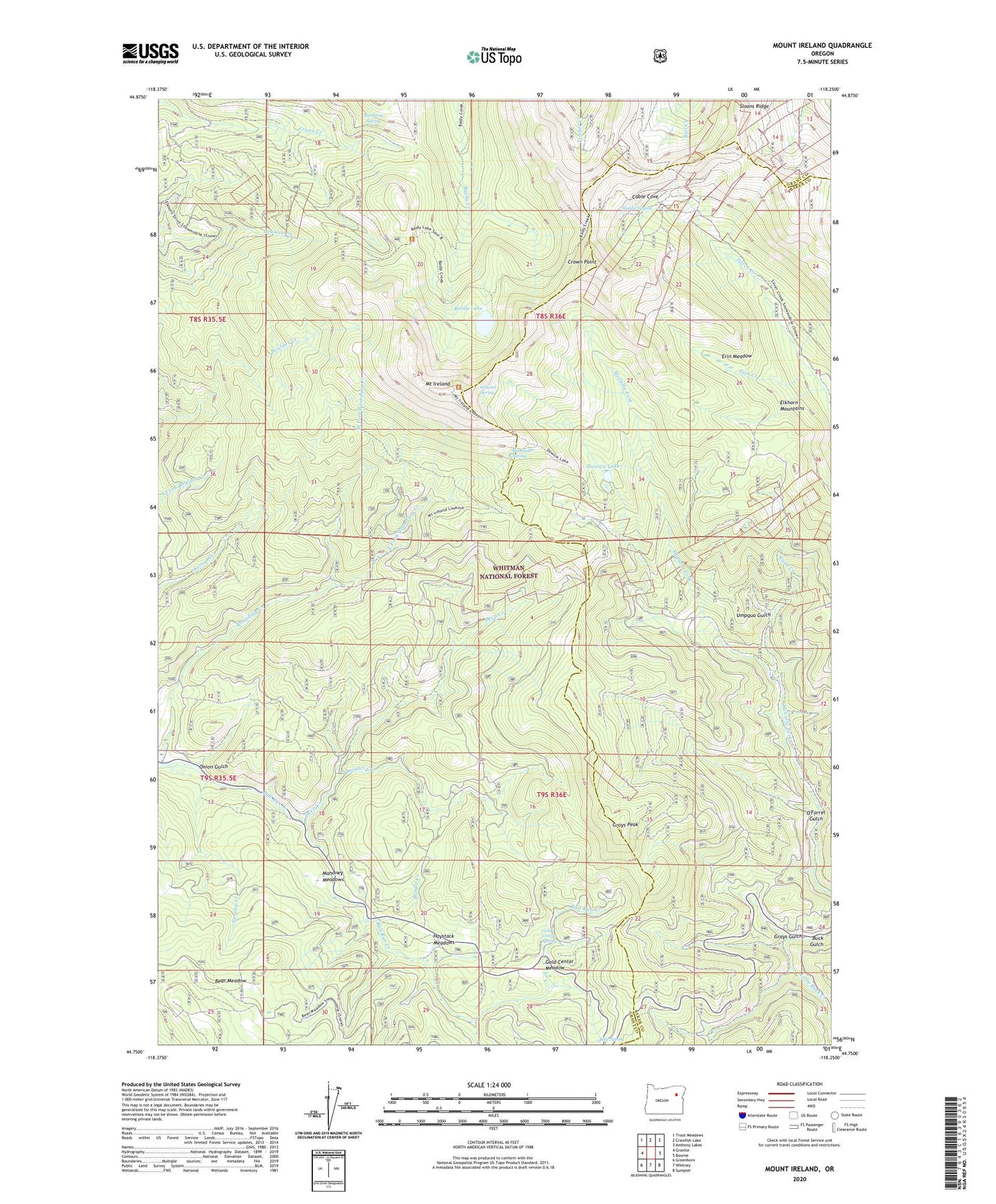 Mount Ireland Oregon US Topo Map Image