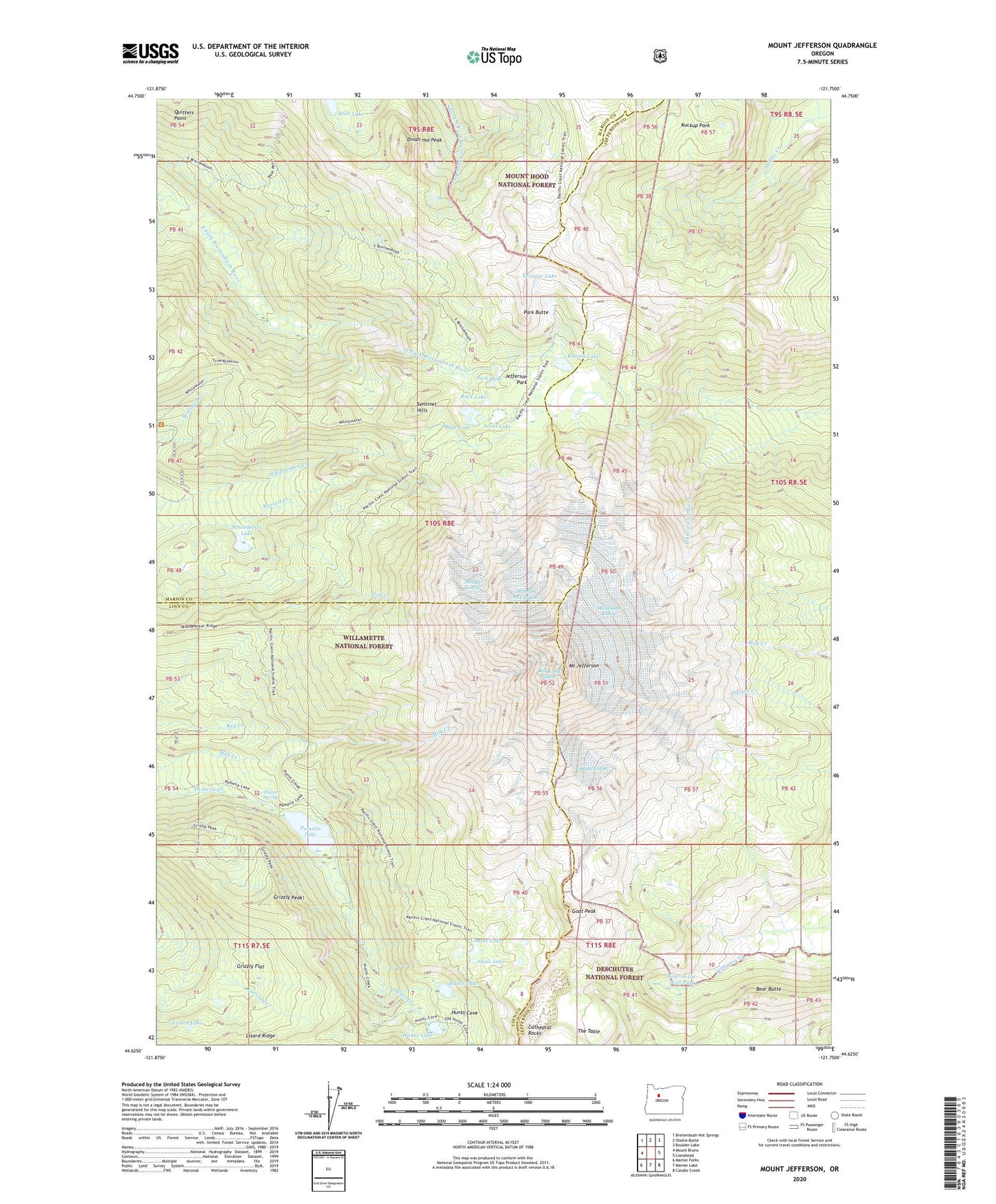 Mount Jefferson Oregon US Topo Map Image