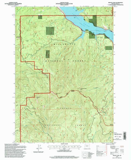 Classic USGS Mount June Oregon 7.5'x7.5' Topo Map Image