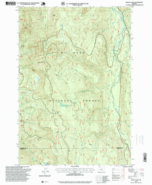 Classic USGS Mount Lowe Oregon 7.5'x7.5' Topo Map Image
