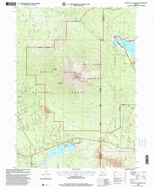 Classic USGS Mount McLoughlin Oregon 7.5'x7.5' Topo Map Image
