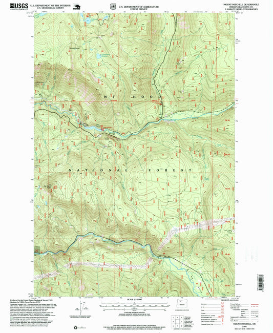 Classic USGS Mount Mitchell Oregon 7.5'x7.5' Topo Map Image