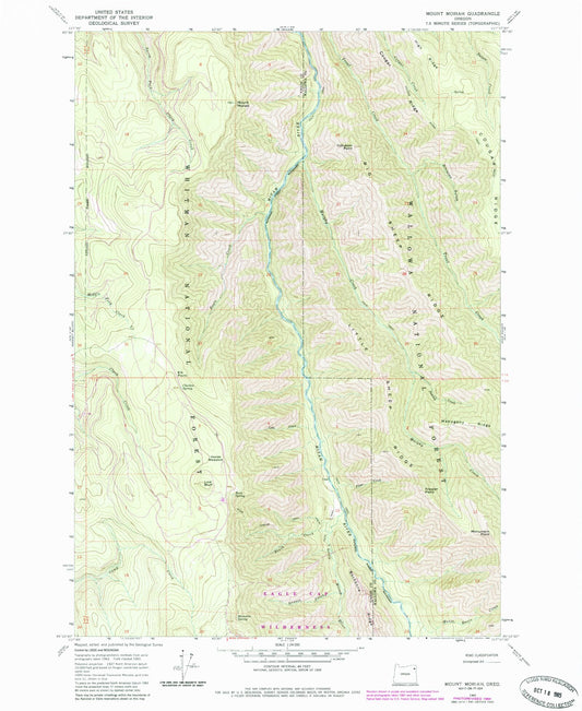 Classic USGS Mount Moriah Oregon 7.5'x7.5' Topo Map Image