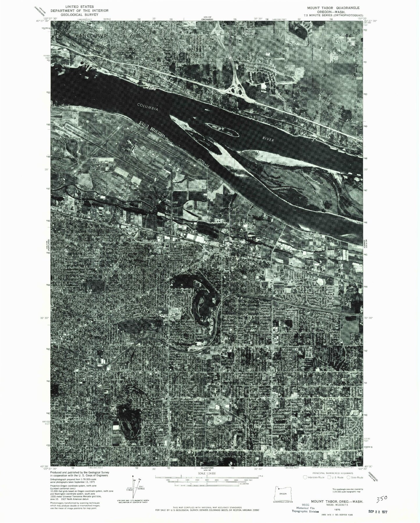 Classic USGS Mount Tabor Oregon 7.5'x7.5' Topo Map Image