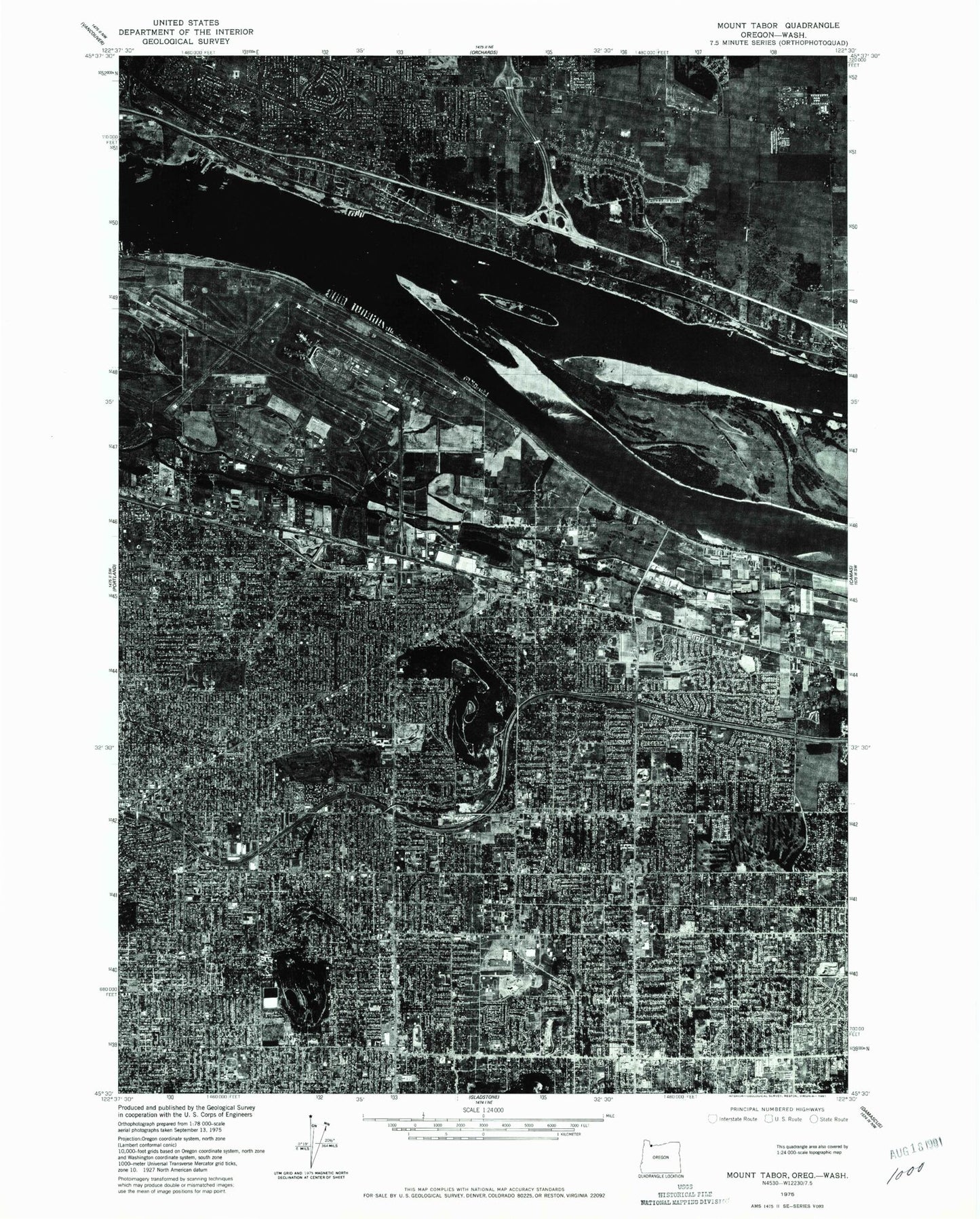 Classic USGS Mount Tabor Oregon 7.5'x7.5' Topo Map Image