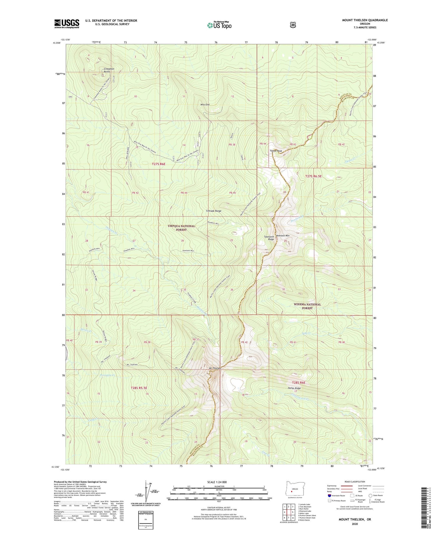 Mount Thielsen Oregon US Topo Map Image