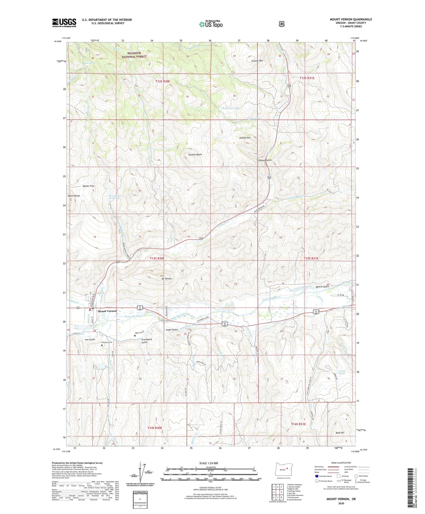 Mount Vernon Oregon US Topo Map Image