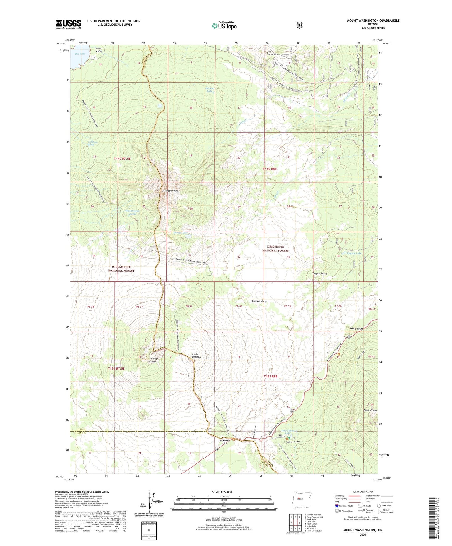 Mount Washington Oregon US Topo Map Image