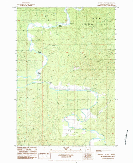Classic USGS Mowrey Landing Oregon 7.5'x7.5' Topo Map Image