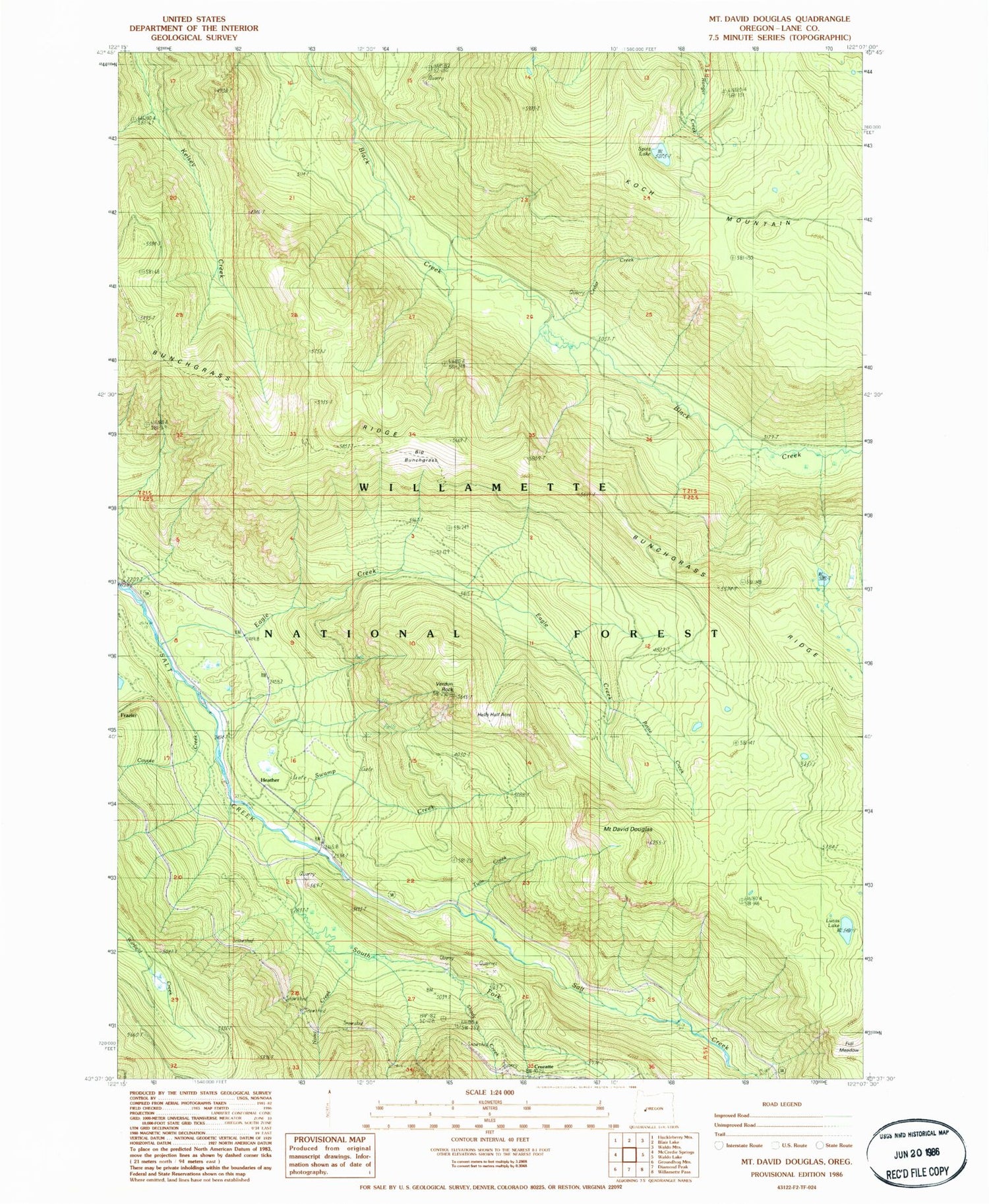 Classic USGS Mount David Douglas Oregon 7.5'x7.5' Topo Map Image