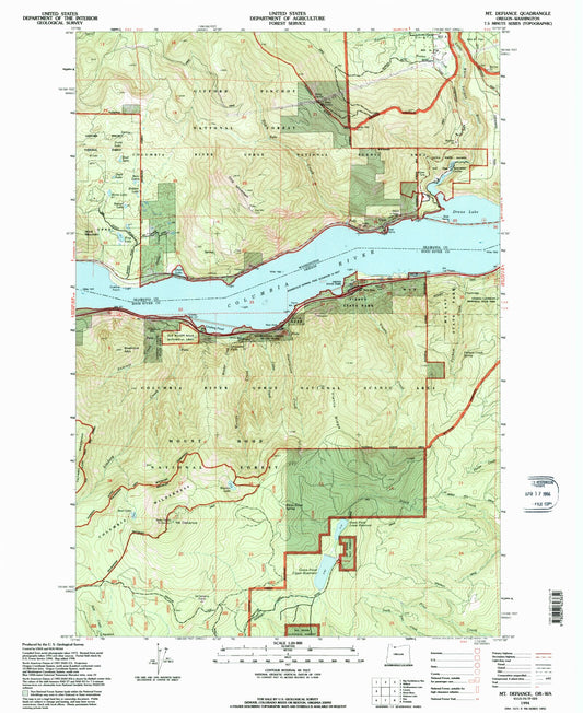 Classic USGS Mount Defiance Oregon 7.5'x7.5' Topo Map Image