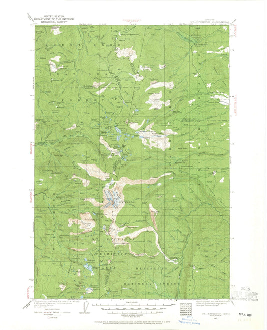 Historic 1927 Mount Jefferson Oregon 30'x30' Topo Map Image