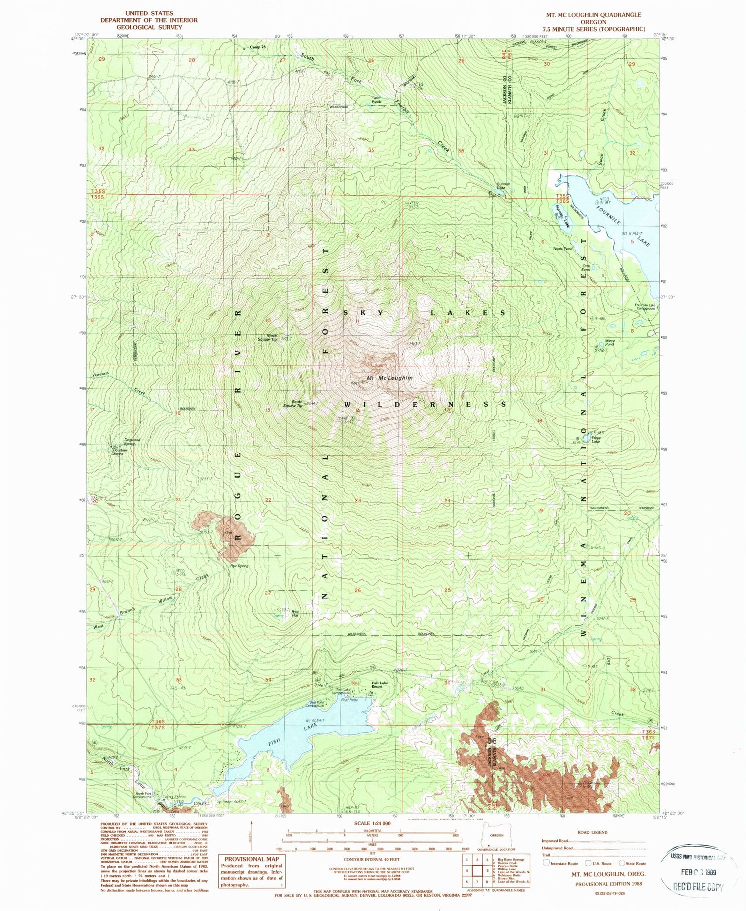 Classic USGS Mount McLoughlin Oregon 7.5'x7.5' Topo Map Image