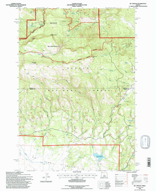 Classic USGS Mount Pisgah Oregon 7.5'x7.5' Topo Map Image