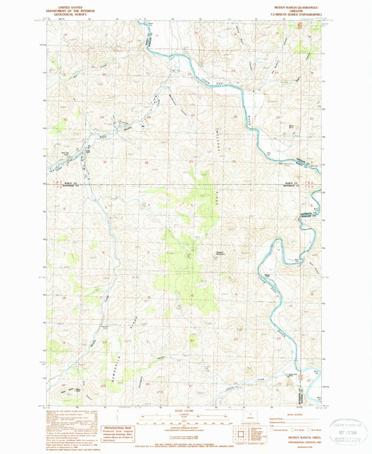 Classic USGS Muddy Ranch Oregon 7.5'x7.5' Topo Map Image