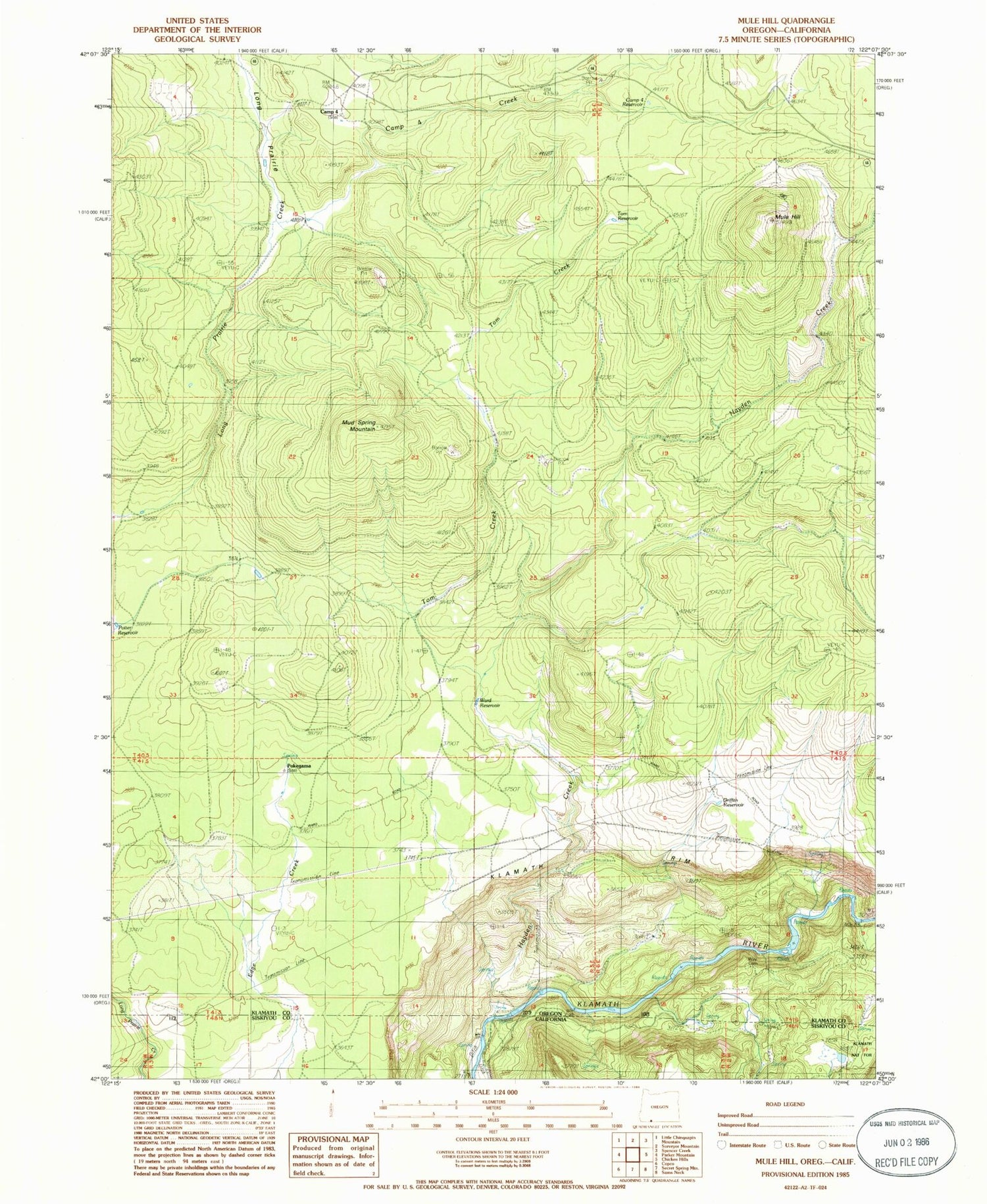 Classic USGS Mule Hill Oregon 7.5'x7.5' Topo Map Image