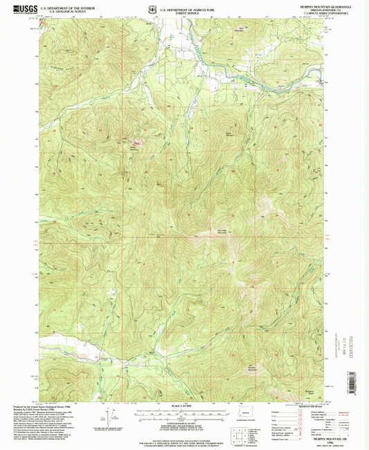 Classic USGS Murphy Mountain Oregon 7.5'x7.5' Topo Map Image