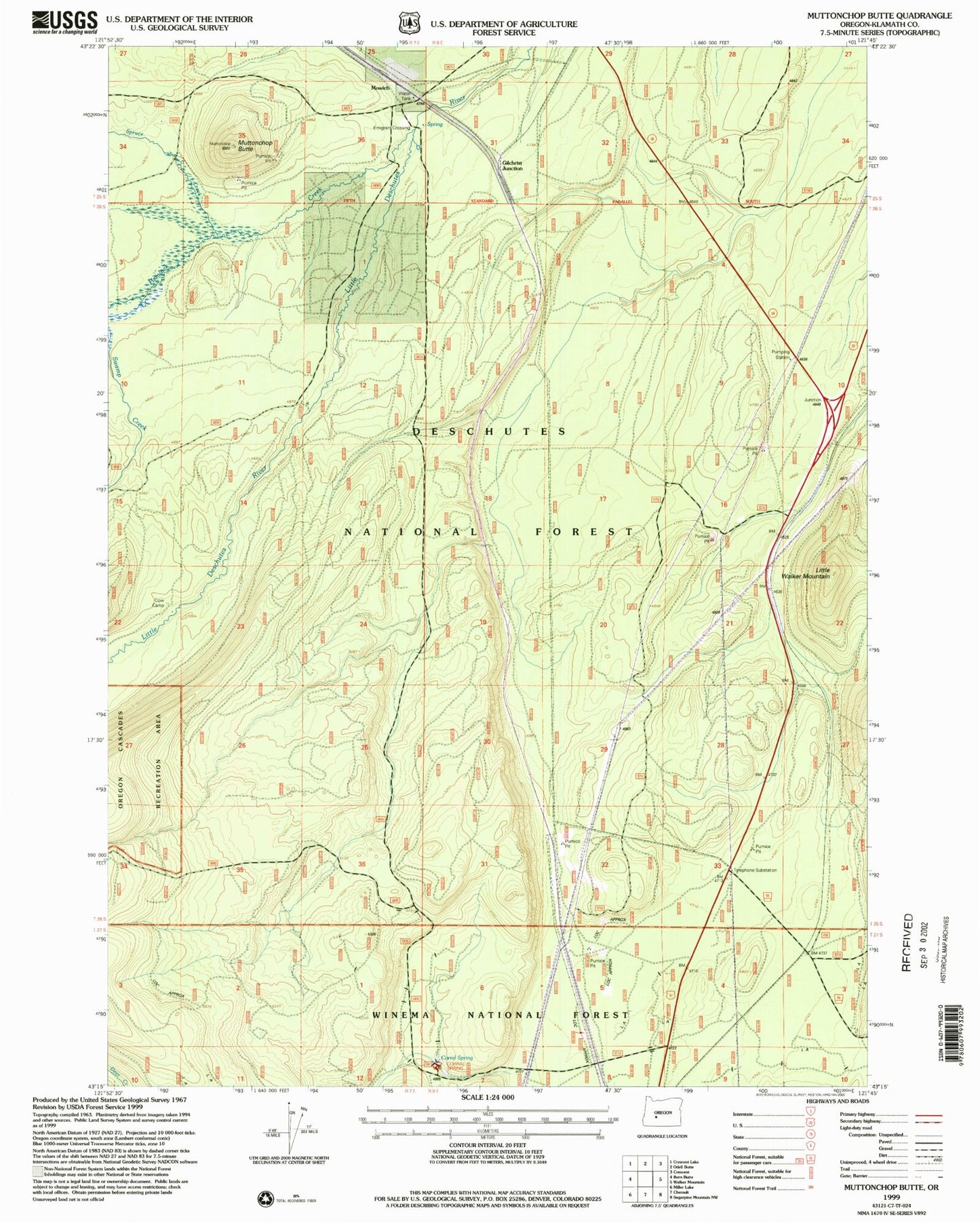 Classic USGS Muttonchop Butte Oregon 7.5'x7.5' Topo Map Image