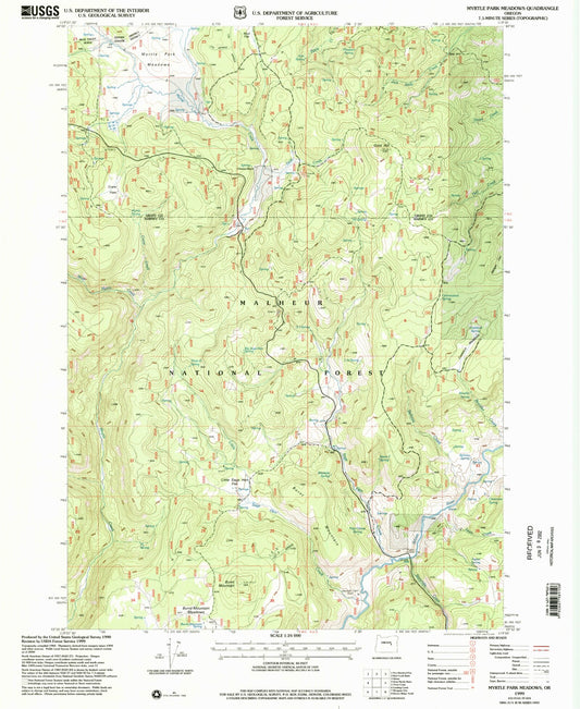 Classic USGS Myrtle Park Meadows Oregon 7.5'x7.5' Topo Map Image