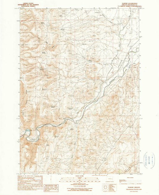 Classic USGS Namorf Oregon 7.5'x7.5' Topo Map Image