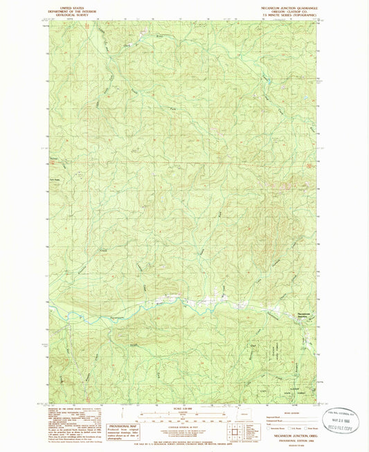 Classic USGS Necanicum Junction Oregon 7.5'x7.5' Topo Map Image