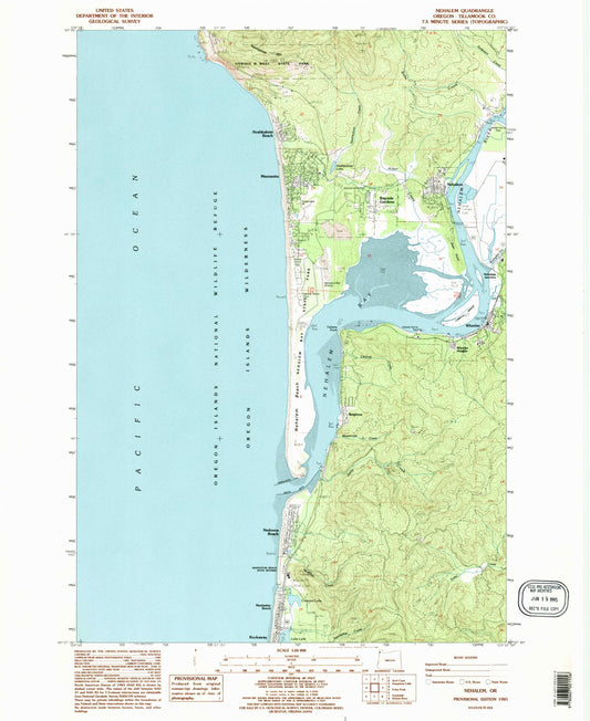 Classic USGS Nehalem Oregon 7.5'x7.5' Topo Map Image