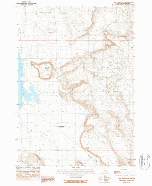 Classic USGS New Princeton Oregon 7.5'x7.5' Topo Map Image