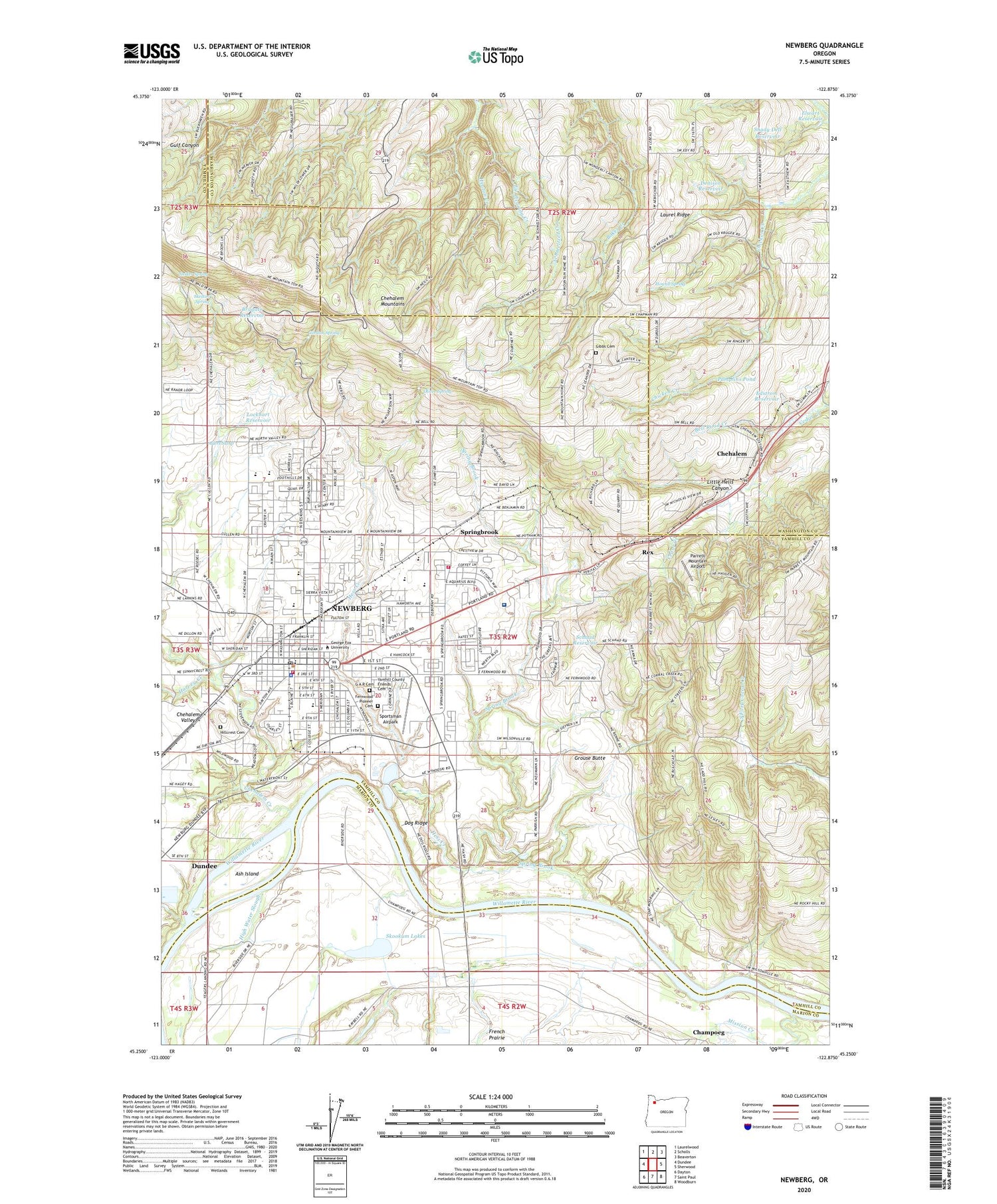 Newberg Oregon US Topo Map Image